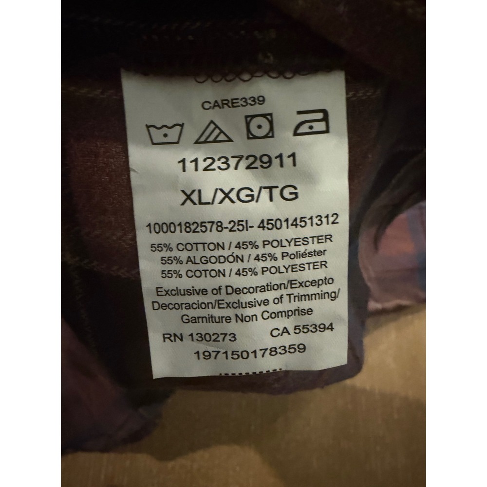 Wrangler Mens XL Plaid Flannel Shirt Brown Blue Button Front NWT - Picture 5 of 6